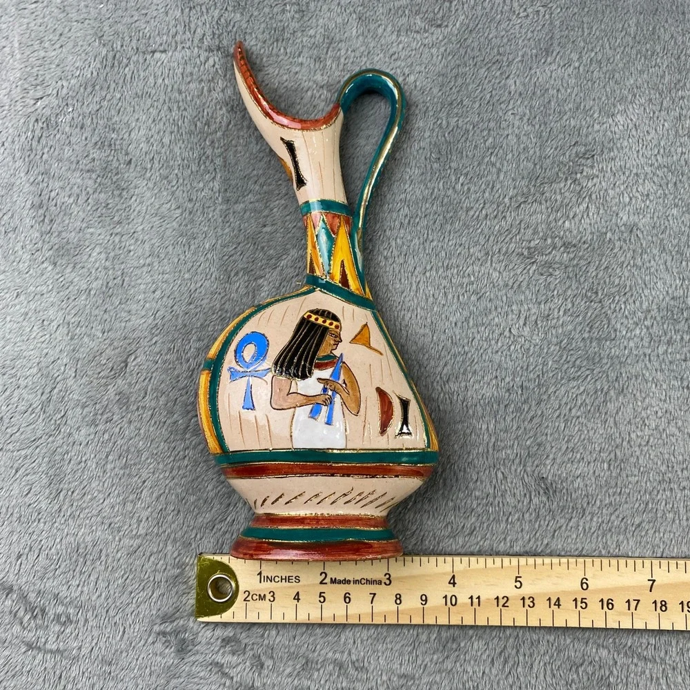 VTG‎ S Volpi Deruta Italian Ceramic Egyptian Pitcher Jug 1940'sHand Painted RARE